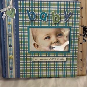 Plaid Baby Photo Album with Buttons
